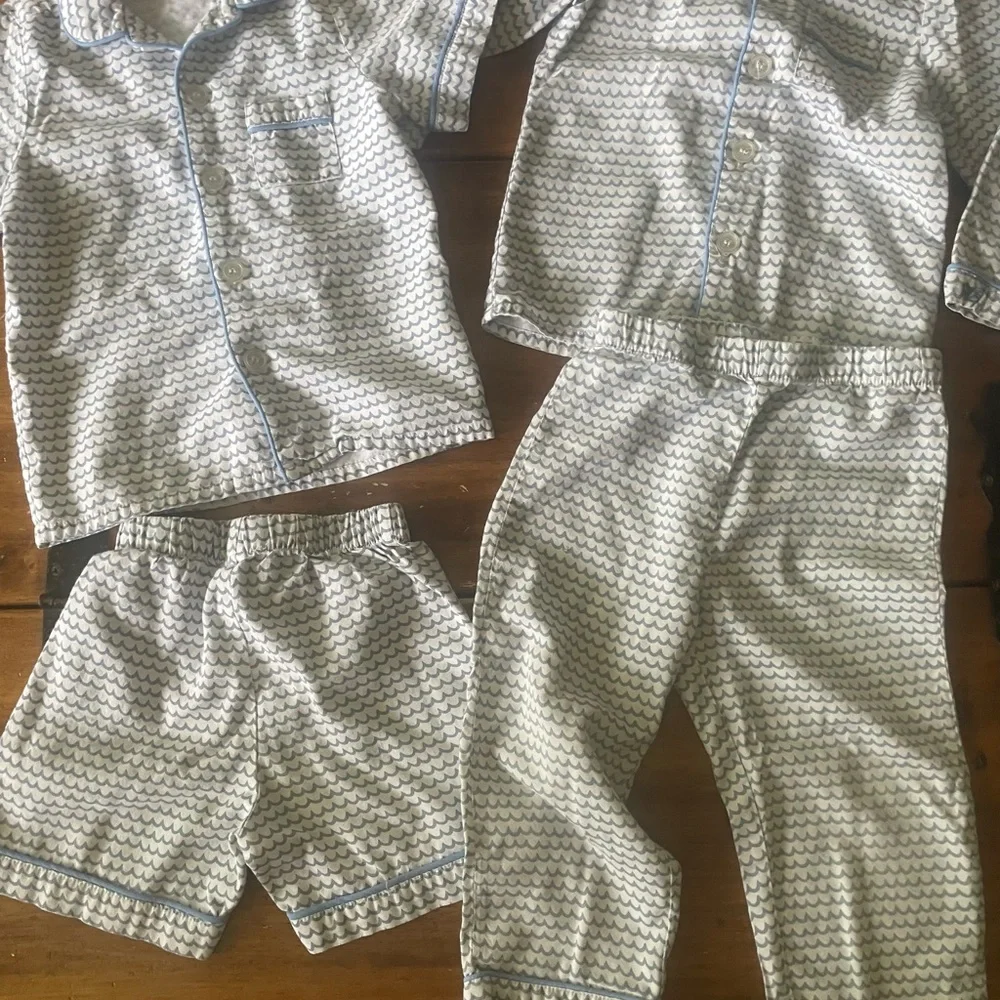 Lot Of 7 Pair Petite Plume Pajamas Blue Unisex Size 3 NYC Designer Shorts Pants - Picture 11 of 13